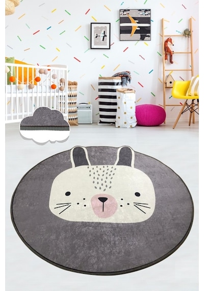 Tavsan 100X100 Cm Yıkanabilir Çocuk Ve Bebek Halısı Çok Renkli