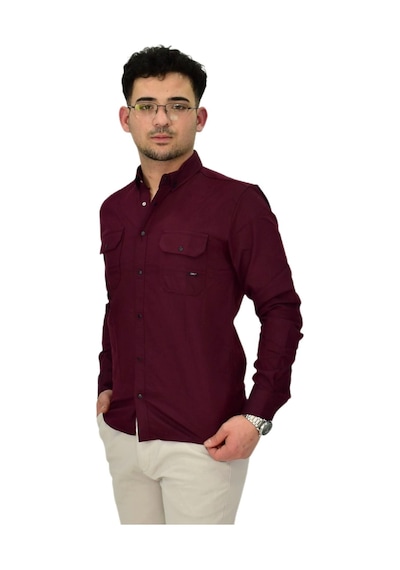 Erkek Spor Likralı Gömlek Bgl-st04343 Bordo