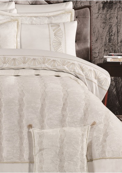 Goldroom Home Verona Nakışlı Çeyiz Seti 8 Parça Krem
