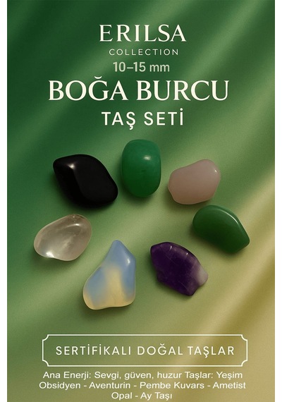 Sertifikalı Boğa Burcu Doğal Taş Kütle Seti 10-15 Mm Sevgi Güve