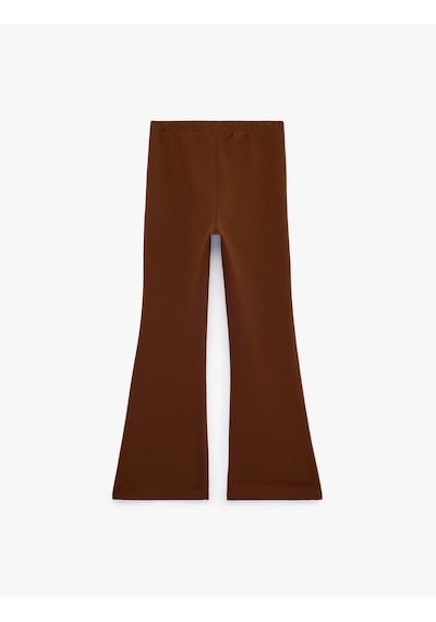 Koton Yırtmaç Detaylı Slim Fit İspanyol Paça Tayt Kahverengi 7wkg40173ak Kahve
