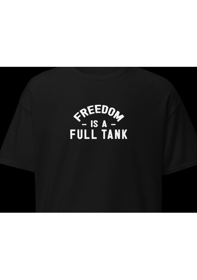 Wildstyle Freedom Is A Full Tank Motosiklet Özgürlük Vintage Baskılı Unisex Bisiklet Yaka Pamuklu Tişört - Siy