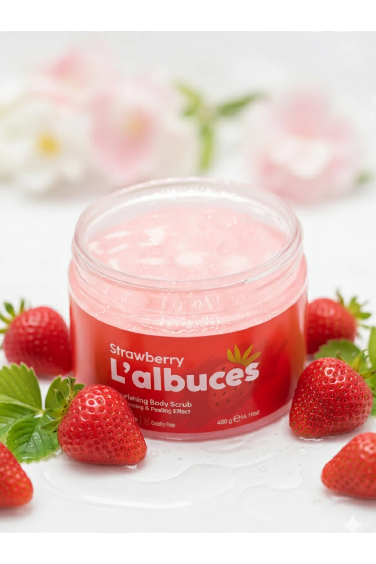 Strawberry Body Scrub 400gr Vegan, Temiz İçerikli, Çilek Kokulu Pürüzsüz Cilt Bakımı