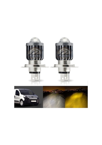 Peugeot Bipper Uyumlu Xenon Mercek Led Uzun - Kısa Çift Renk