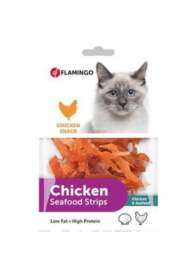 Flamingo Chicken Seefood Strips Tavuklu ve Deniz Mahsullü Kedi Ödülü 85 G