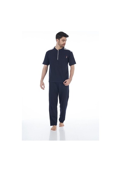 Estiva 22261 Erkek Penye Apolet Desenli Kısa Kollu Pijama Takımı