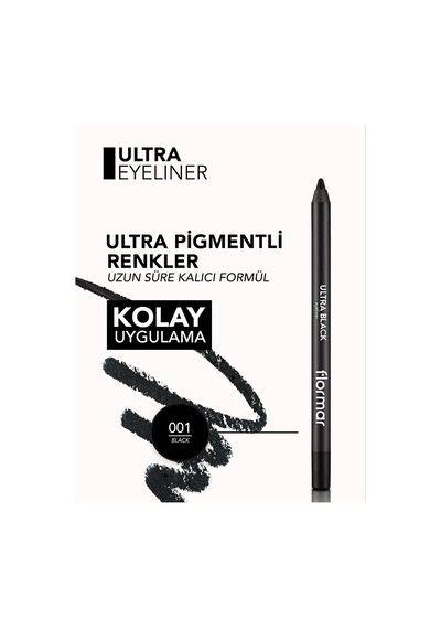 Yoğun Renk Veren Yumuşak Uçlu Göz Kalemi Siyah - Ultra Eyeliner - 001 Black - 8690604081431 Diğer
