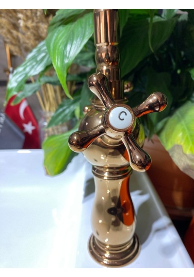 İsaoğlu Yapı Bakır Mutfak Bataryası Bronz Rustik Musluk Vintage Model Evye Musluğu Bakır
