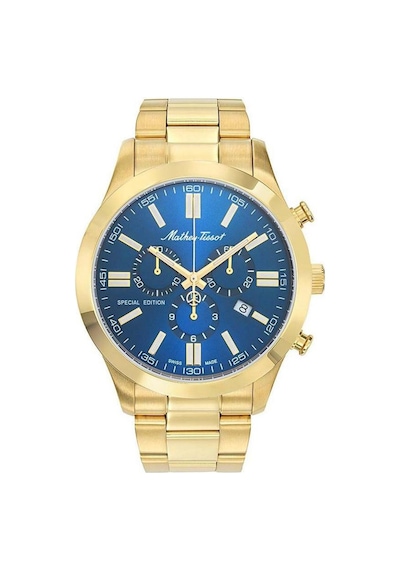 Mathey Tissot H455chpbu Swiss Made Safir Çizilmez Cam Fonksiyonlar Aktif Altın Erkek Kol Saati