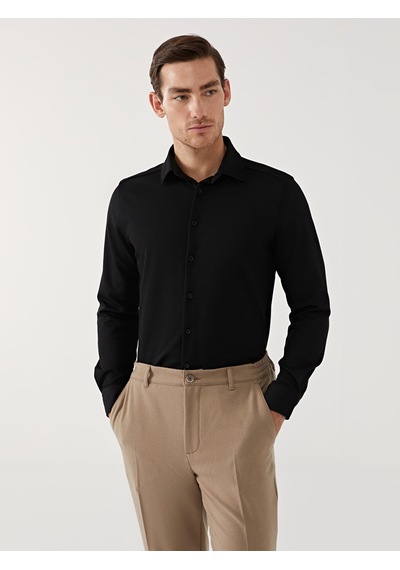 Lcw Vision Siyah Slim Fit Uzun Kollu Erkek Gömlek