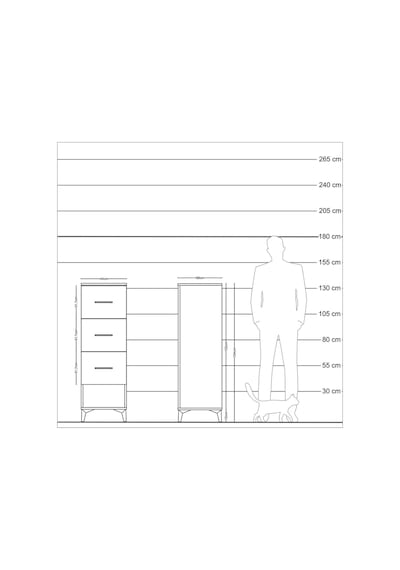 Kronos Dolap 3 Çekmeceli 44x59x134 Çam-antrasit Çam