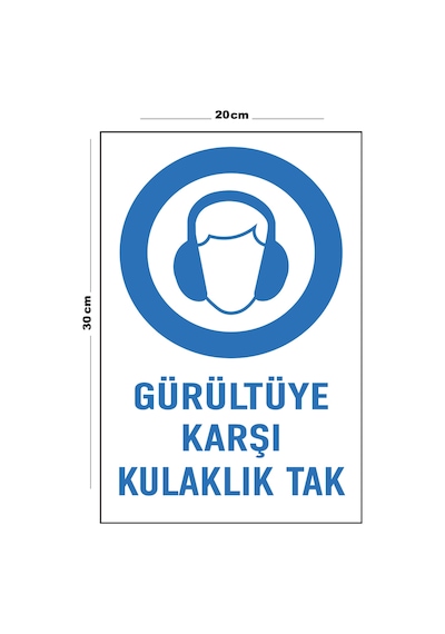 Metal Gürültüye Karşı Kulaklık Tak 20cm X 30cm A4 Büyüklüğünde Uyarı Levhası Yönlendirme Tabelası