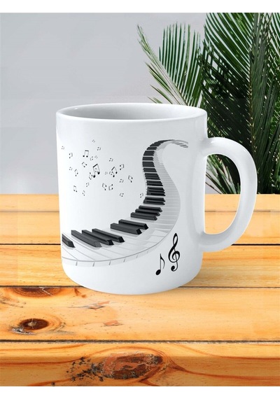 Piano Baskılı Kupa Bardak Kişiye Özel Model 3 Çok Renkli