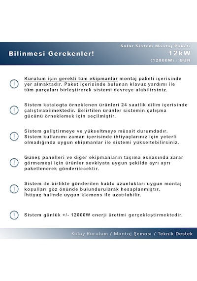 Matech 12 KW Solar Paket Sistem 12000W/gün