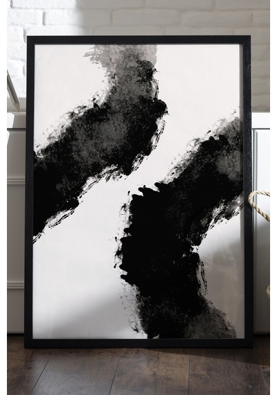 Inner Gaze Siyah Ahşap Çerçeveli Poster, Dekoratif Soyut Monokrom Duvar Tablosu