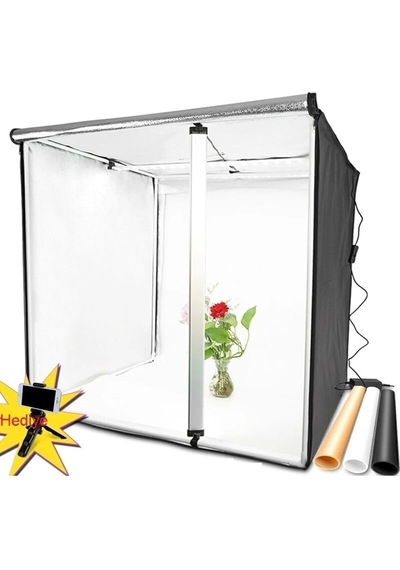 Luve Store 80x80x80 Cm Led Fotoğraf Çekim Çadırı 126 Led 84w Profesyonel Ürün Fotoğraf Çadırı Siyah