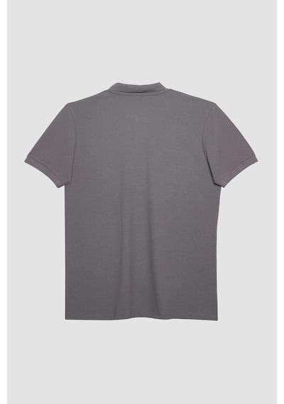 Tudors Erkek Slim Fit Dar Kesim Pamuklu Yumuşak Doku Nefes Alan Kumaş Kıvrılmaz Yaka Gri Polo Yaka Tişört-31687-gri Gri