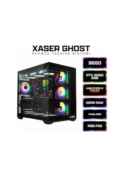 Xaser GHOST X30 R5-7600 32 GB 1 TB M.2 NVMe SSD 6 GB RTX3050 Free Dos Masaüstü Oyuncu Bilgisayarı