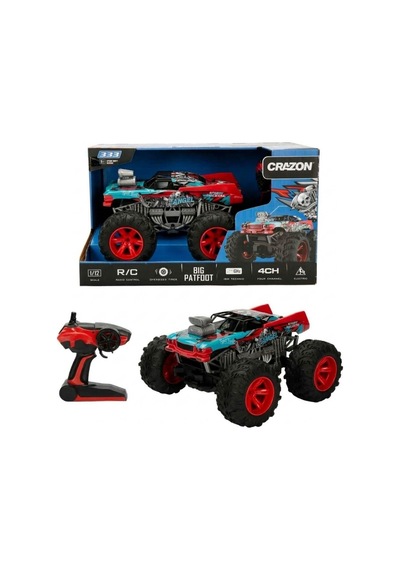 1:12 Big Patfoot Usb Şarjlı Uzaktan Kumandalı Off Road Araba 32 Cm 16156 Kırmızı Çok Renkli