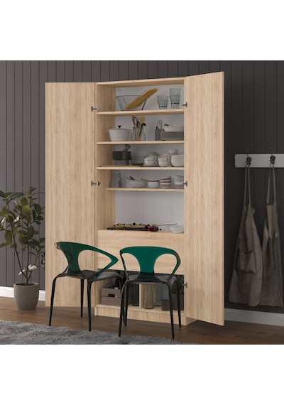 Asra Trend Modern Dolaplı Çalışma Masası MD001 %100 MDF Katlanır Raflı Ofis Yemek Masası