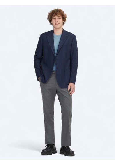 Kip Lacivert Çizgili Comfort Fit Örme Ceket Lacivert