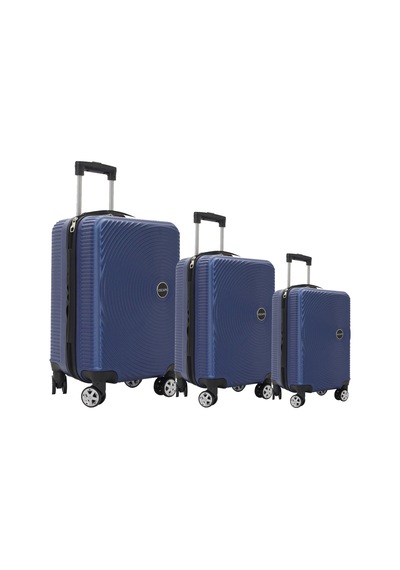 Escape Vlz 072-set Abs 8 Tekerlekli Büyük, Orta, Kabin Boy Valiz, Bavul Seti, Lacivert