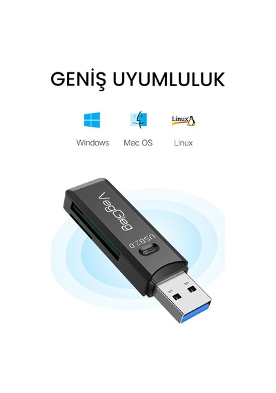 Usb 2.0 Sd Ve Micro Sd Hafıza Kart Okuyucu Beyaz