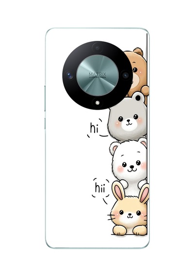 Honor X9b Uyumlu Sevimli Hayvanlar Baskılı Silikon Kılıf Renkli