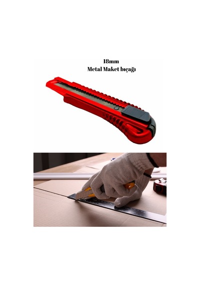 Metal Maket Bıçağı Sağlam Metal Aksamlı Falçata Bıçağı Büyük Boy 18mm Bıçak