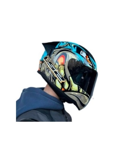 Siyah Vizör + Spoiler + Ls2 Rapid 2 Kask Mor Neo Mavi