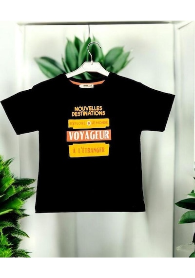Zekids Erkek Çocuk Lemonde Baskılı Pamuklu Tshirt-14062-siyah Siyah