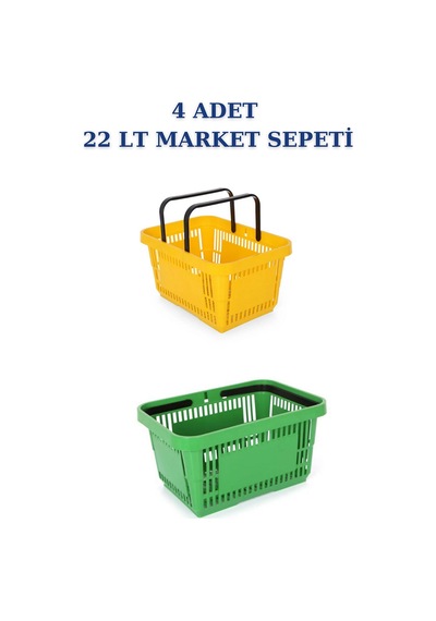 4 adet 22Litre Market ve Alışveriş Sepeti, Saplı Market Sepeti R5
