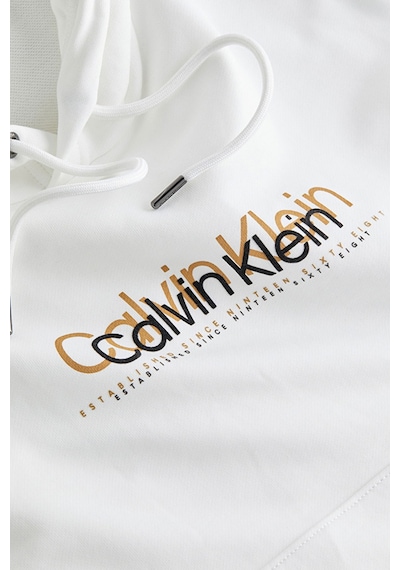 Calvin Klein Baskılı Kapüşonlu Erkek Sweat Beyaz
