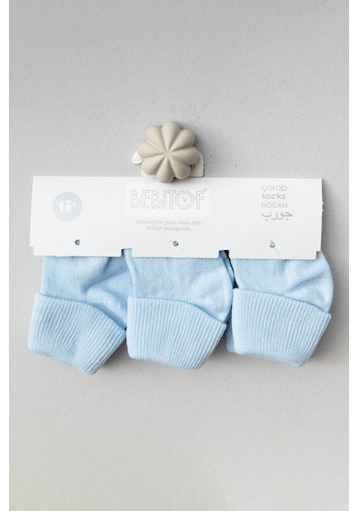 Bebitof 3 Çift Bebek Pamuklu Kıvırmalı Soket Çorap Mavi Bbtf.414.çrp.mav