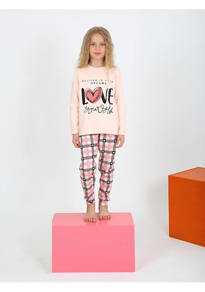 Kız Çocuk Uzun Kollu %100 Pamuklu Düğmeli Pijama Takımı Your Dreams SOMON