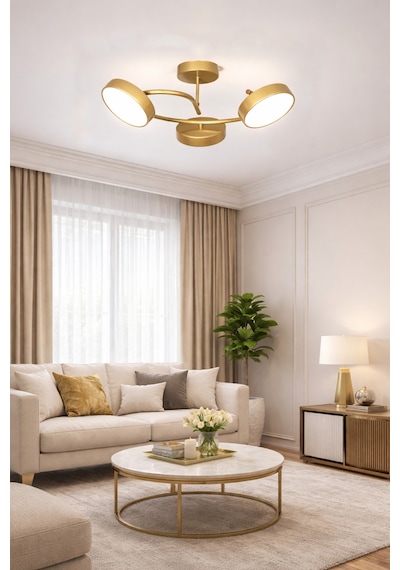 İkon Modern Salon Yatak Odası Giyinme Odası Mutfak Beyaz Işık Ledli Renk 3 Lü Led Avize Eskitme Eskitme