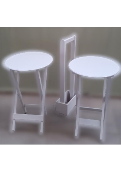 Çanta Zigon Sehpa Oval Model İkili Takım Ahşap Mdf Beyaz Renk Uyumu El Yapımı