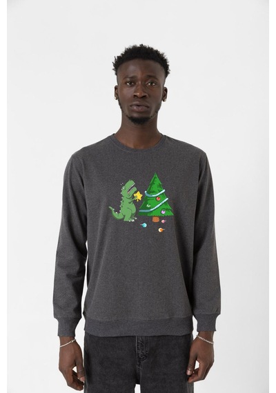 Dinosaur Christmas Tree Füme Erkek 2ip Sweatshirt Füme