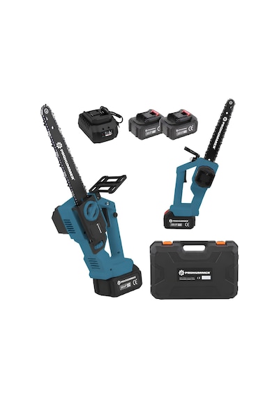 Prohummer Ph341 Akülü Kömürsüz 15cm   Zincir Otomatik Yağlamalı El Testeresi Ağaç Odun Dal Kesme Budama Çift Batarya 88vf