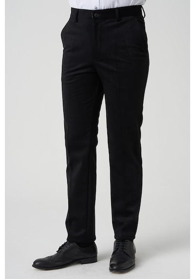 White Stone Amora P1031 Slim Fit Pamuklu Kadife Pantolon Siyah Siyah