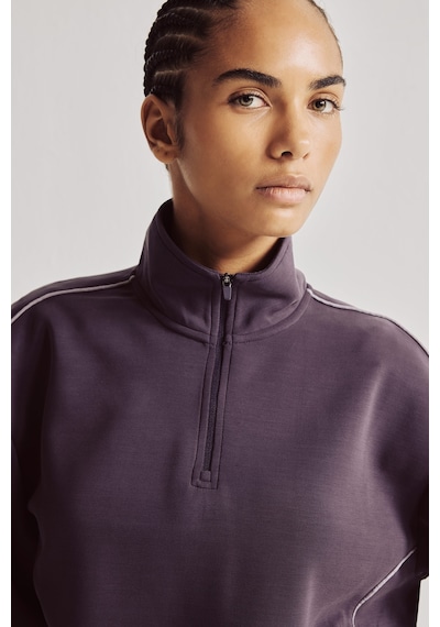 Defacto Ultra Yumuşak Standart Fit Yarım Fermuarlı Biyeli Dik Yaka Modal Sporcu Basic Sweatshirt H4537ax26aupr467 Mor-pr467