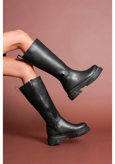 Nesilshoes Nesil Shoes Toz 1978 Siyah Fermuarlı Günlük Kadın Çizme