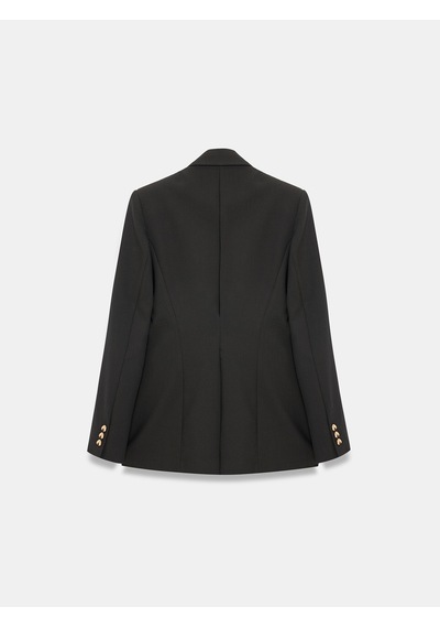 Dilvin 60824 Gold Aksesuar Detaylı Kruvaze Blazer Siyah