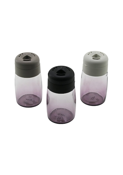 Qlux C-00271 Tuzluk Ve Baharatlık 100cc Renkli Plastik Kapak 3 Sitil Döküm Star Oval Renkli Cam - 30'li Paket Diğer