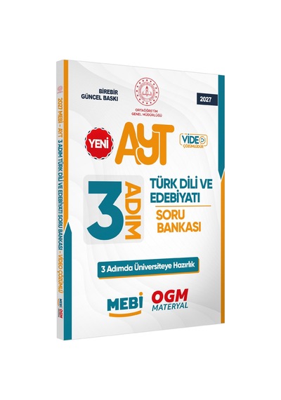 2026 Ayt Mebi-ogm 3 Adım Türk Dili Edebiyatı Soru Bankası A4 Boyut Video Çözüm Baskı Ücreti