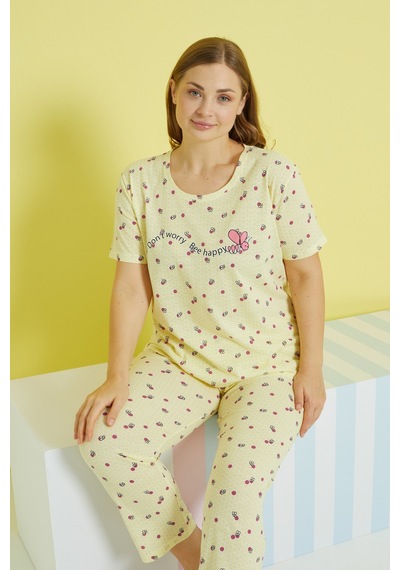 Siyah İnci Curve Büyük Beden Battal Boy Örme Pijama Takımı 24103637 Çok Renkli