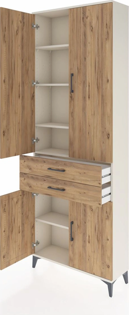 Arges Dolap 5 Raflı 2 Çekmeceli 4 Kapaklı 88x30x243 Aytaşı-çam Aytaşı