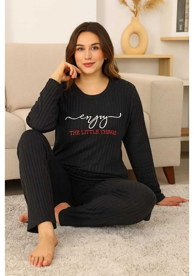 Tenra Kadın Pijama Takımı %100 Pamuk Siyah