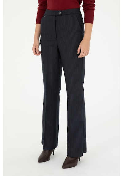 U.S. Polo Assn. Kadın Lacivert Çizgili Slim Flare Fit Kanvas Pantolon 50298552-VR033 U.S. Polo Assn. Kadın Lacivert Çizgili Slim Flare Fit Kanvas Pantolon 50298552-VR033