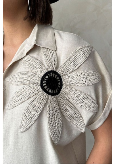 Verymoda Çiçek Detaylı Gömlek D2890 Taş